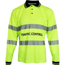 Traffic Control Long Sleeve Poly Cotton Taped Polo Shirt - Yellow