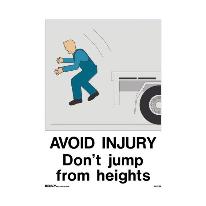 Avoid Injury Do Not Jump From Heights - Warehouse Signs