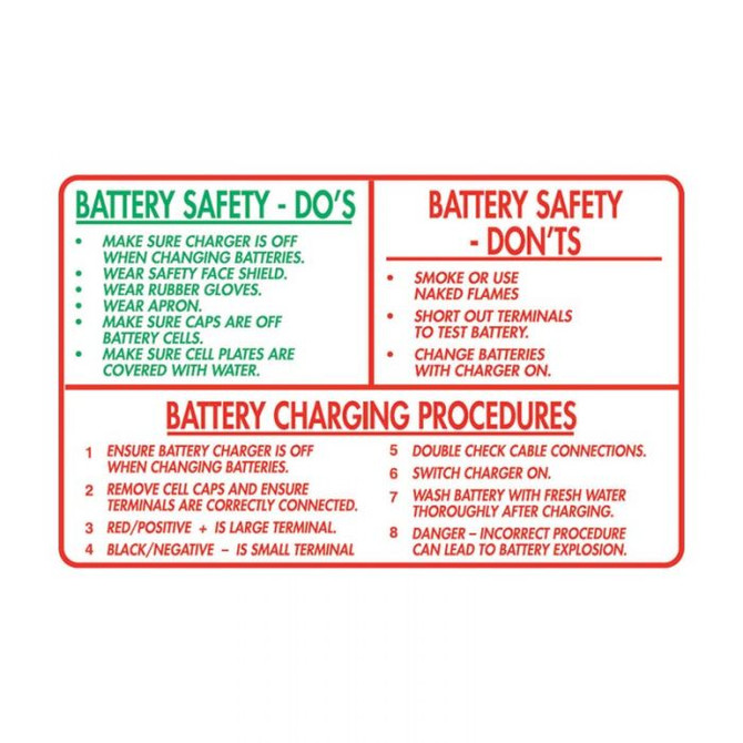 Battery Safety Sign Do and Battery Safety  Do Not and Procedures - Forklift Safety Signs - Part No. 846390