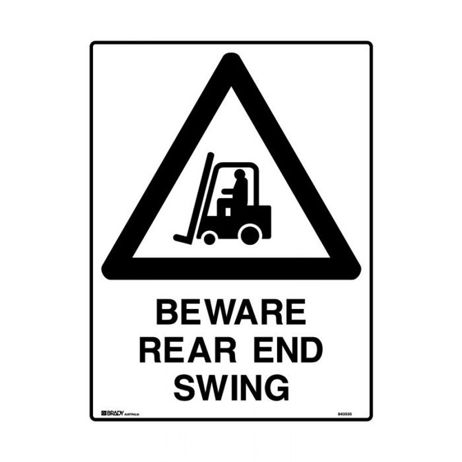 Beware Rear End Swing - Caution Signs