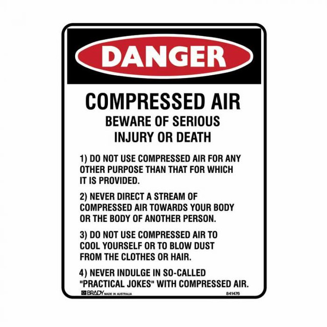 Compressed Air Beware Of Serious Injury Or - Danger Signs