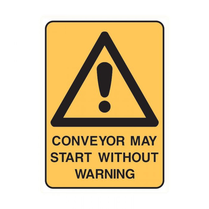 Conveyor May Start Without - Caution Signs