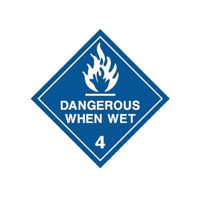 Dangerous When Wet 4 White - Dangerous Goods Signs