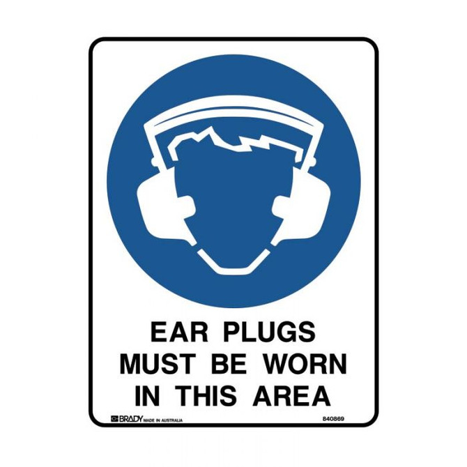 Ear Plugs Must Be Worn In This Area - Mandatory Signs