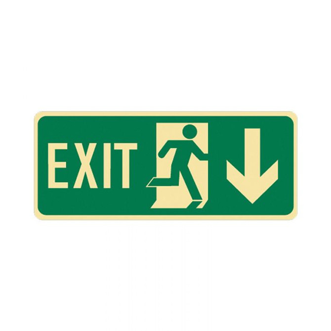 Exit Down Arrow with Running Man - Floor Signs