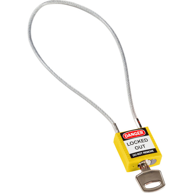 Yellow Compact Cable Padlock - 40cm Cable