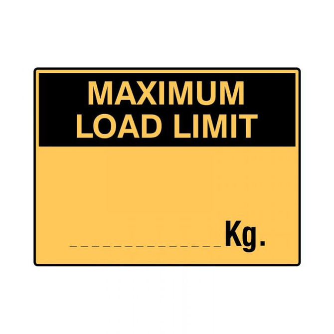 Maximum Load Limit Kg - Warehouse Signs - Part No. 833846