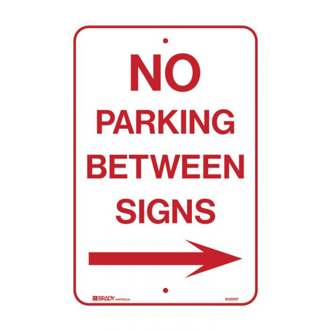 No Parking Between Signs with Right Arrow - Parking Signs