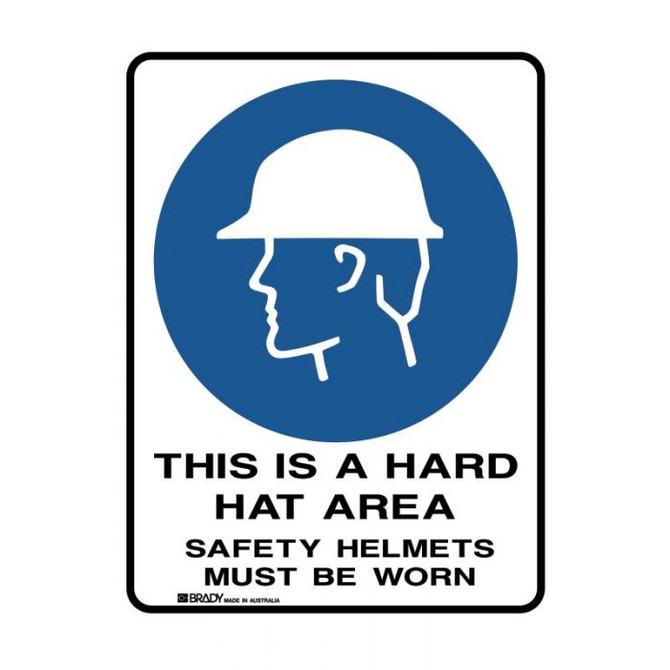 This Is A Hard Hat Area Safety Helmets Must Be Worn - Mandatory Signs