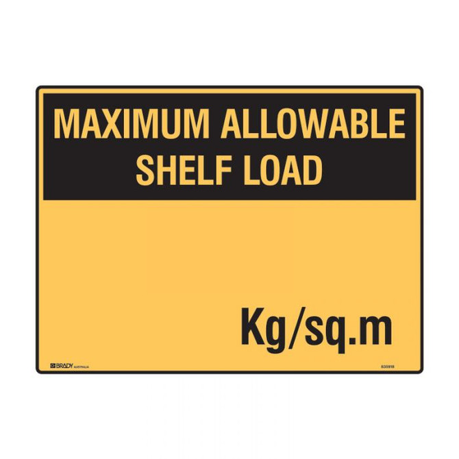 Maximum Allowable Shelf Load Kg Sq M - Warehouse Signs