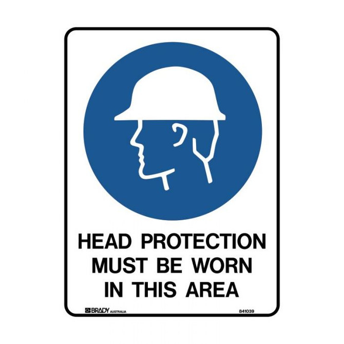Head Protection Must Be Worn In This Area - Mandatory Signs