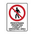 Pedestrians Prohibited Forklift Operating Area - Prohibition Signs