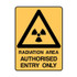 Radiation Area Authorised Entry Only - Caution Signs