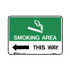 Smoking Area Arrow Left This Way - No Smoking Signs