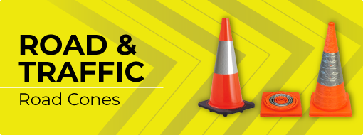 Road Cone 450mm Reflective Rubber Base