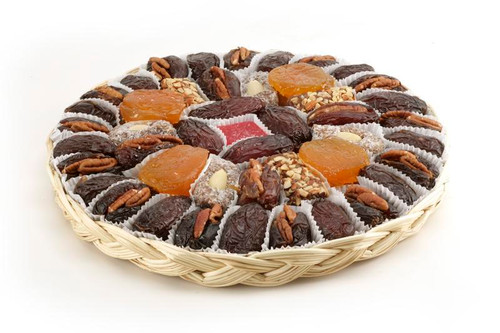 Arranged in attractive Rattan Gift Basket, Pecan Stuffed Medjool Dates, Natural Dates, Date-Coconut, Almond Roll and Cactus Candy. *We reserve the right to substitute candy/nuts presently unavailable with equal or greater value.* Arranged in attractive Rattan Gift Basket, Pecan Stuffed Medjool Dates, Natural Dates, Date-Coconut, Almond Roll and Cactus Candy. *We reserve the right to substitute candy/nuts presently unavailable with equal or greater value.*