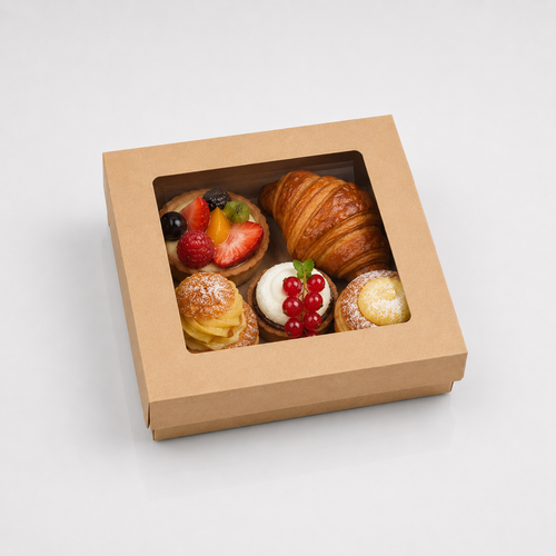 BOX KRAFT AVANA CON FINESTRA 18X18X4 CM – 20 PEZZI