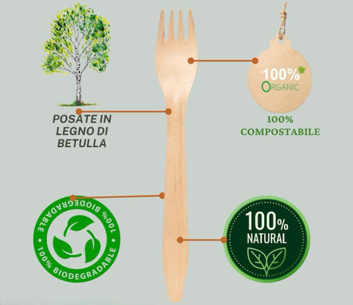FORCHETTA IN LEGNO DI BETULLA 16cm - 100 PEZZI