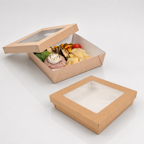 BOX IN CARTONCINO KRAFT AVANA CON FINESTRA  – 25 PEZZI