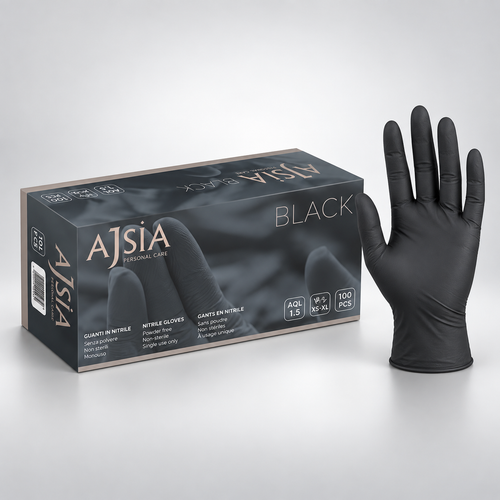 GUANTI IN NITRILE NERI - AJSIA SUPER RESISTENTI – 100 PZ