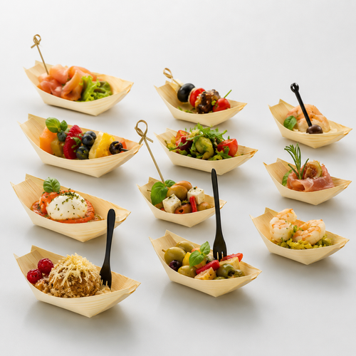 BARCHETTE FINGER FOOD “PIROGHE” IN LEGNO DI PINO - 50PZ