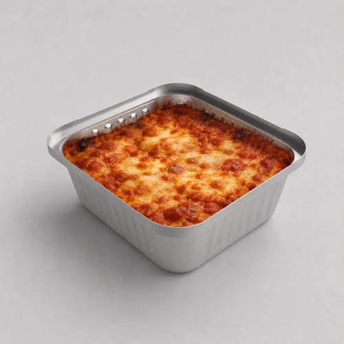 VASCHETTA ALLUMINIO 1 PORZIONE CON COPERCHIO – 50 PZ