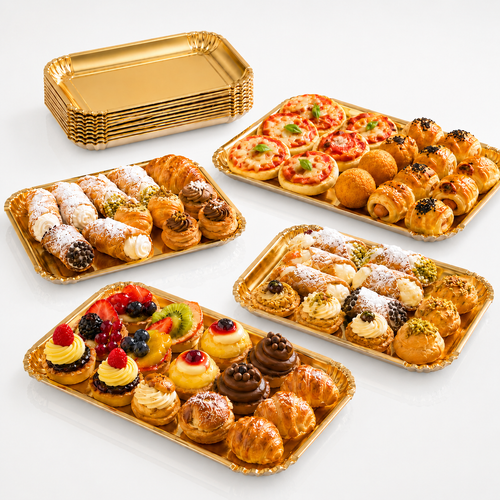 VASSOI PASTICCERIA ORO IN CARTONE – 10 KG – VARI FORMATI