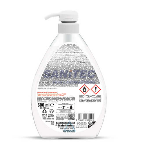 SANI GEL MED – 600ML-Disinfettante mani a base alcol senza risciacquo