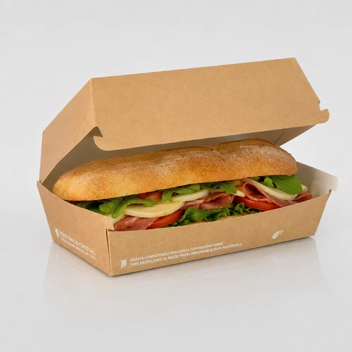 BOX PORTA PANINO RETTANGOLARE AVANA BIO CON COPERCHIO RICHIUDIBILE – 50 PEZZI