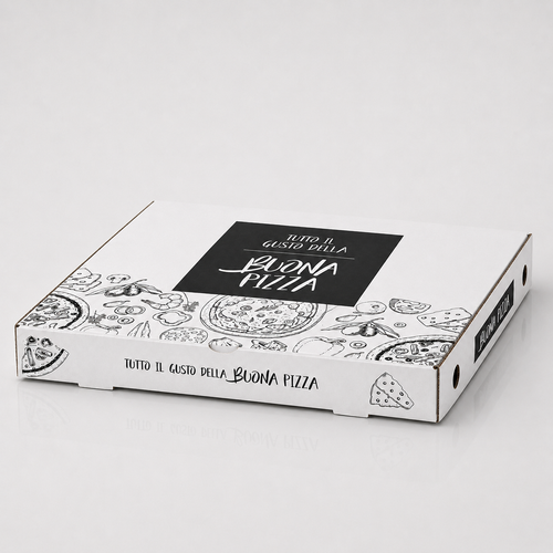 SCATOLE PER PIZZA 33X33X3,5H BIANCHE IT – 100 PEZZI