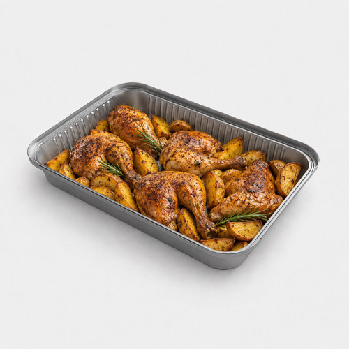 VASCHETTA ALLUMINIO 6 PORZIONI CON COPERCHIO – 50 PZ