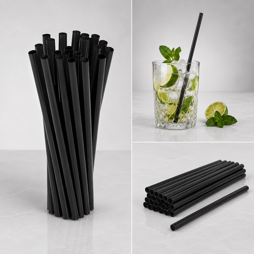 CANNUCCE DRITTE NERE RIUTILIZZABILI 21 CM – 1000 PEZZI