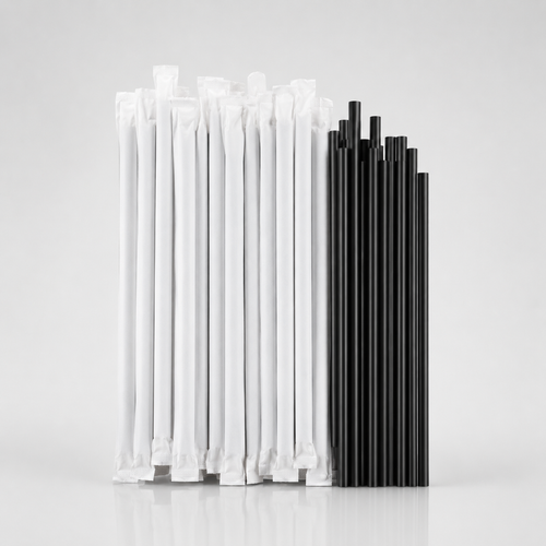 CANNUCCE NERE INCARTATE SINGOLARMENTE 21 CM – 500 PEZZI