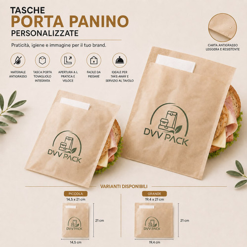 PORTA PANINO ANTIGRASSO AVANA PERSONALIZZATO CON TASCA PORTA TOVAGLIOLO