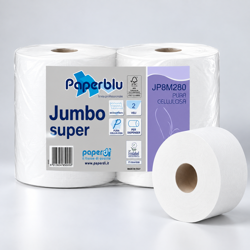 CARTA IGIENICA JUMBO SUPER 2 VELI 280 METRI – 6 ROTOLI