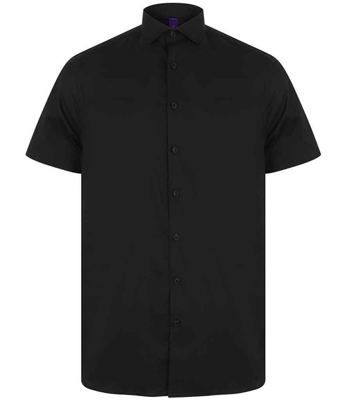 Henbury Short Sleeve Stretch Poplin Shirt