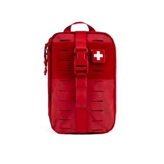 My Medic MyFAK first aid kit in Red. Molle straps on bag to add accessories. Life saving and first aid devices.