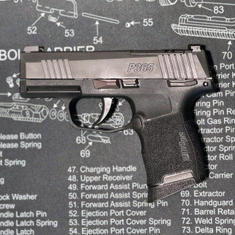 Left side of a Sig Sauer P365 California Compliant with a 3.1" inch barrel chambered in 9mm for sale at CM Ammo and Firearm Supply in Simi Valley, CA 93063 805-222-6797