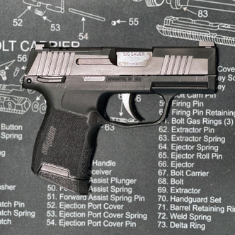 Right side of a Sig Sauer P365 California Compliant with a 3.1" inch barrel chambered in 9mm for sale at CM Ammo and Firearm Supply in Simi Valley, CA 93063 805-222-6797