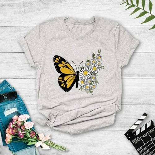 Floral Butterfly Motif Tee