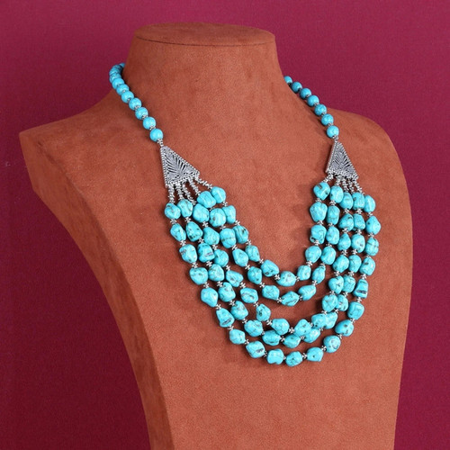 Stunning multi-strand, layered design necklace that adds beautiful texture and color.