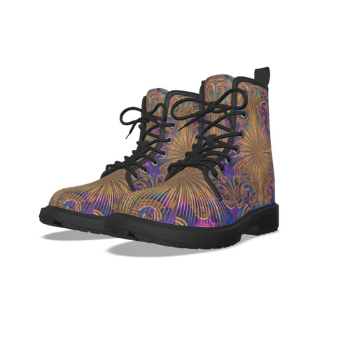 All-Over Print Women's Martin Short Boots With Black Bottom PB7X7