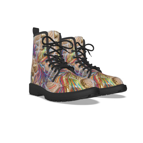 All-Over Print Women's Martin Short Boots With Black Bottom PB7X2
