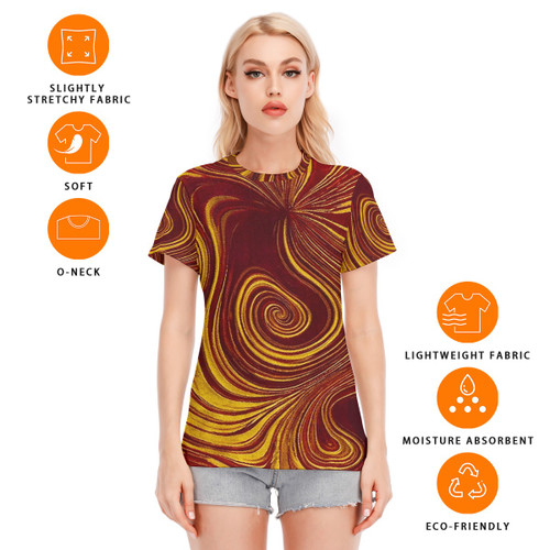 All-Over Print Women's Round Neck T-Shirt | 190GSM Cotton PB93E