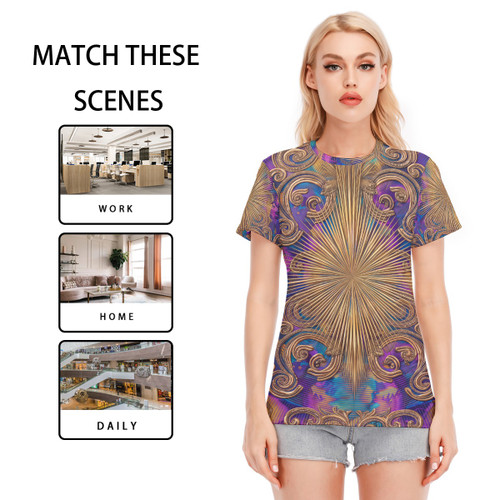 All-Over Print Women's Round Neck T-Shirt | 190GSM Cotton PB948