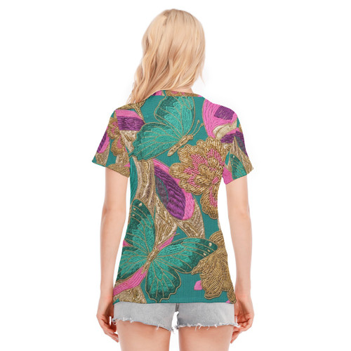 All-Over Print Women's Round Neck T-Shirt | 190GSM Cotton PB93N