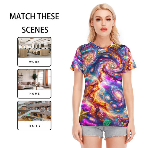 All-Over Print Women's Round Neck T-Shirt | 190GSM Cotton PB945