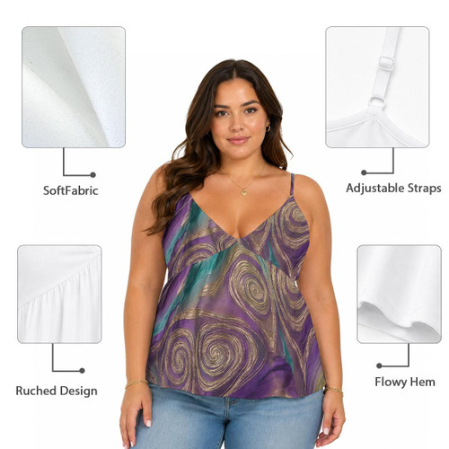 All-Over Print Women's Cami Peplum Top PBE76