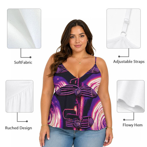 All-Over Print Women's Cami Peplum Top PBE7G