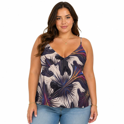 All-Over Print Women's Cami Peplum Top PBE99
